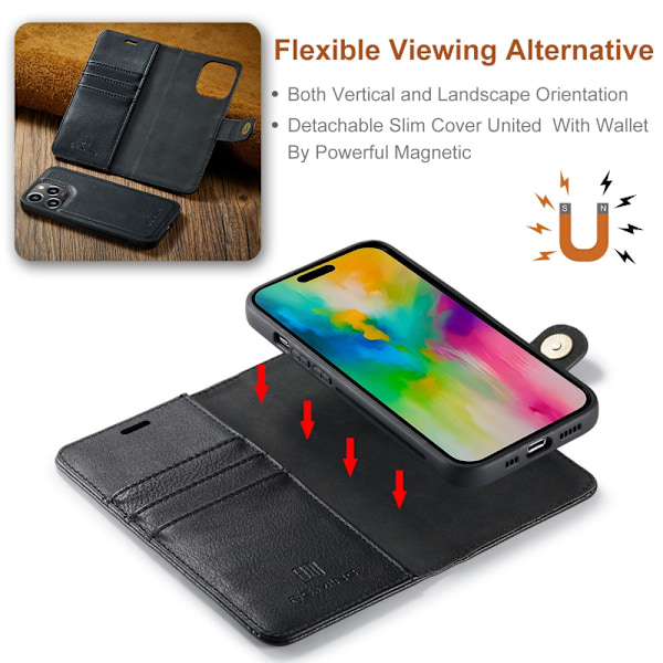 DG.MING 2-i-1 Magnet Pung iPhone 16 Pro Max Sort