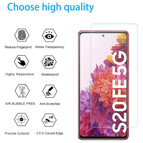 Näytönsuoja ja kameransuojus Galaxy S20 FE karkaistu lasi