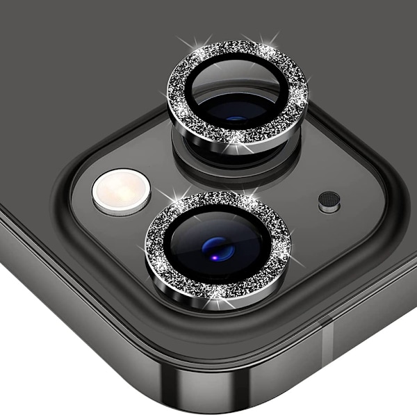 Hat Prince Glitter-linskydd iPhone 14/14 Plus Svart