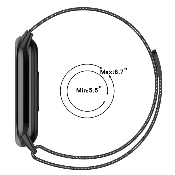 Milanese Loop Rem til Xiaomi Smart Band 8 Sort