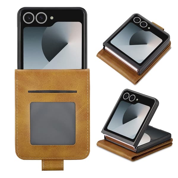 LC.IMEEKE Plånboksfodral Samsung Galaxy Z Flip 7 Cognac