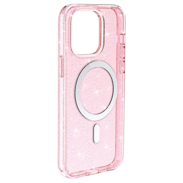 Glitter MagSafe Skal iPhone 14 Pro Transparent Rosa