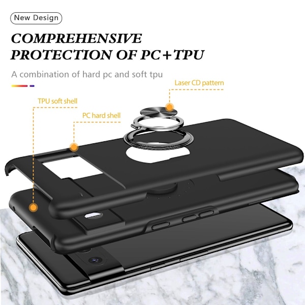 Etui med Ringholder til Google Pixel 7 Pro Sort