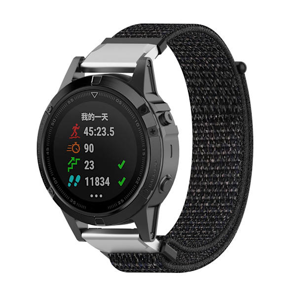 Nylonarmband Garmin Fenix 5/5 Plus/6/6 Pro Svart