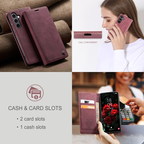 CaseMe Slim Lompakko Kotelo Samsung Galaxy S25 Punainen