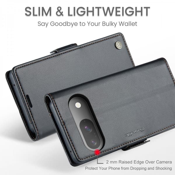 CaseMe Slim Plånboksfodral RFID-skydd Google Pixel 10 Svart