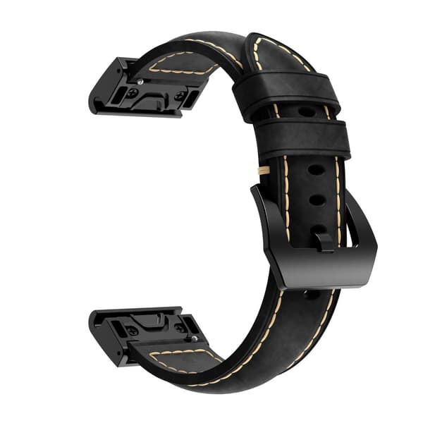 Ægte læderrem Garmin Fenix 7S Pro Sort