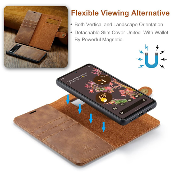 DG.MING 2-i-1 Magnet Pung Google Pixel 7 Cognac