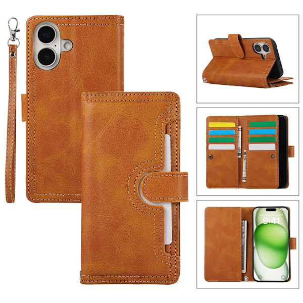 Plånboksfodral Multi-Slot iPhone 16 Cognac