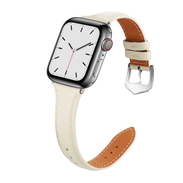 Smalt Läderarmband Apple Watch 45mm Series 9 Vit