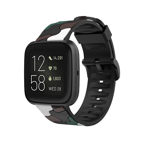 Silikonarmband Fitbit Versa/Versa 2 Kamouflage Mörk Grön