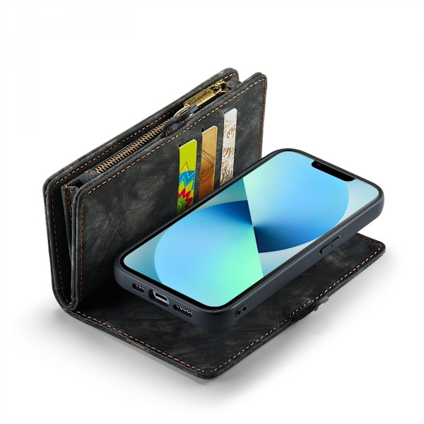 CaseMe Multi-Slot 2 i 1 Pungetui iPhone 13 Grå