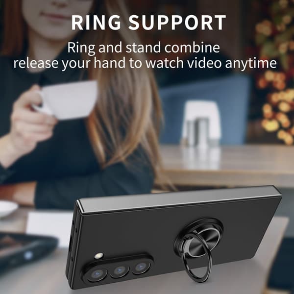 Samsung Galaxy Z Fold 6 Cover med Magnetisk Ringholder Sort