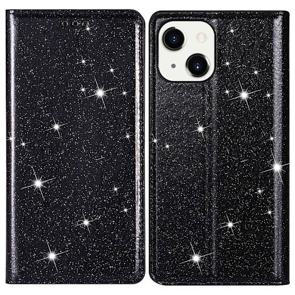 Kimalteleva lompakkokotelo iPhone 14 Plus - Musta