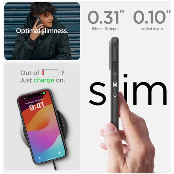 Spigen iPhone 15 Skal MagSafe Armor Svart