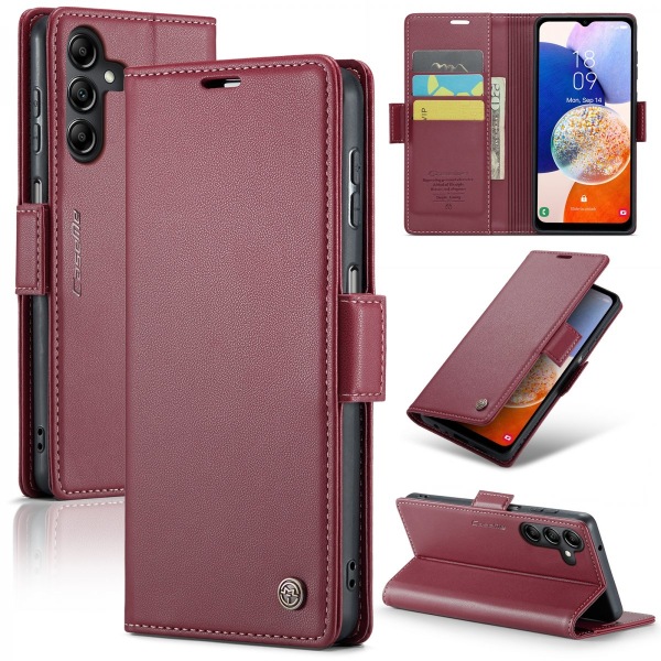 CaseMe Slim Plånboksfodral RFID-skydd Samsung Galaxy A14 Röd