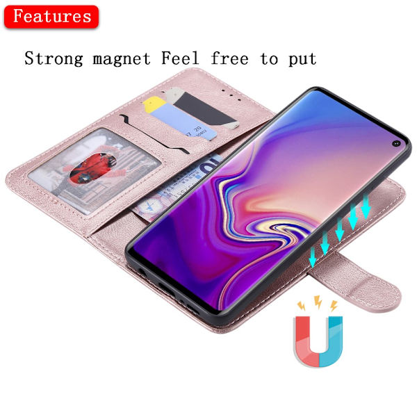 Magnetisk læderpung Samsung Galaxy S10 Roséguld