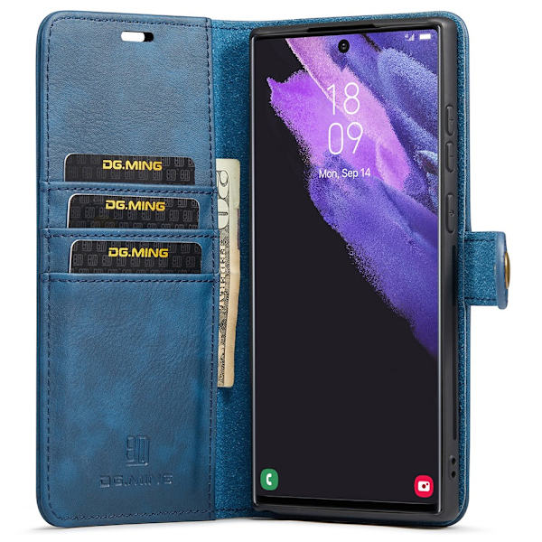 DG.MING 2-in-1 Magnet Wallet Samsung Galaxy S22 Ultra Blue