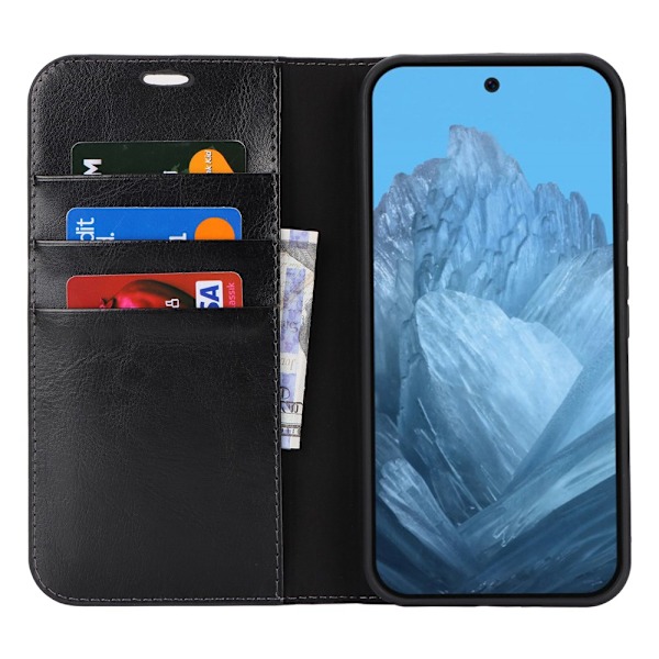 Mobilcover Google Pixel 9 Pro XL Ægte Læder Sort