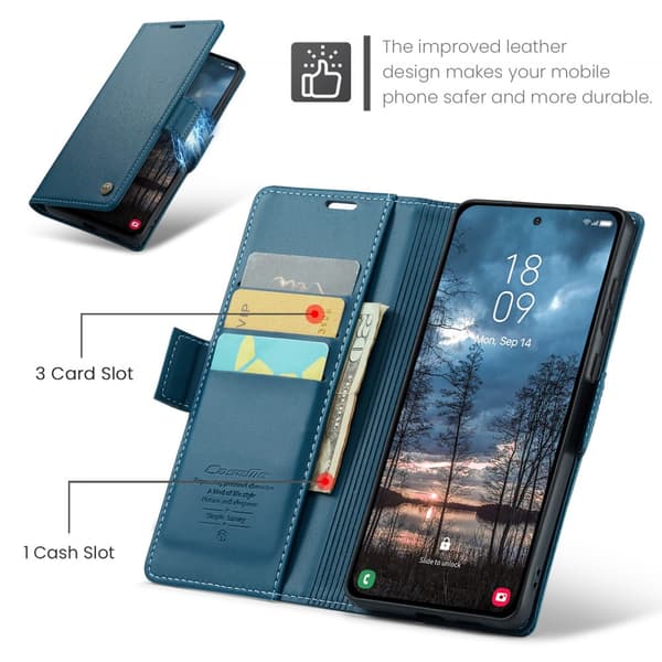 CaseMe Slim Plånboksfodral RFID-skydd Samsung Galaxy S25 Edge Bl