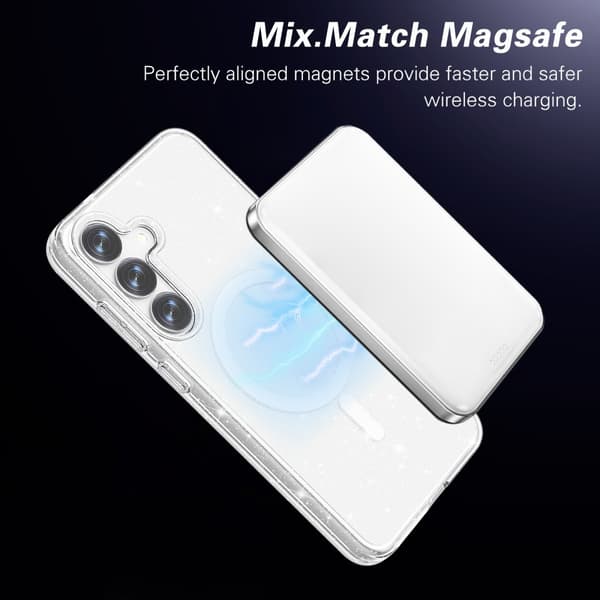 Glitter MagSafe Skal Samsung Galaxy S25 Plus Transparent