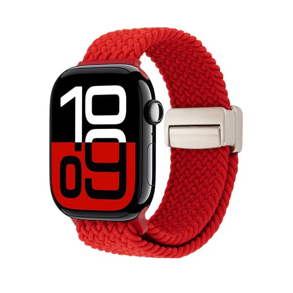 Elastiskt Vävd Nylonarmband Apple Watch Series 11 42mm Röd
