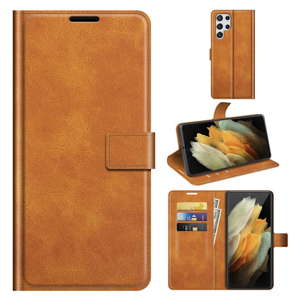 Leather Wallet Samsung Galaxy S22 Ultra Cognac