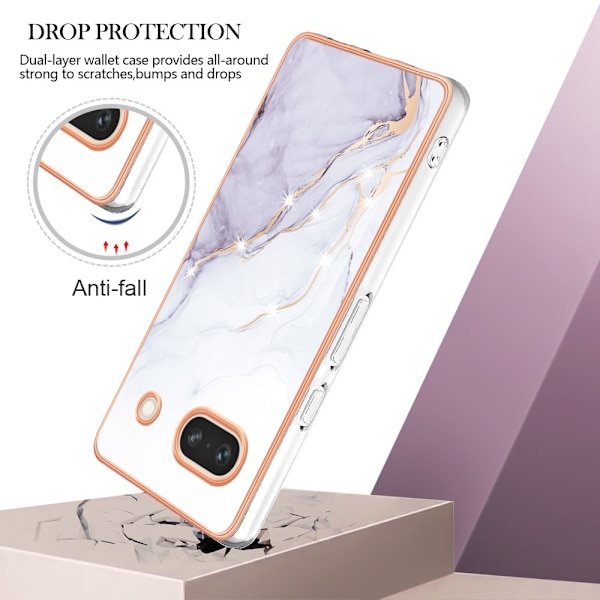 TPU Skal Google Pixel 7a Vit Marmor