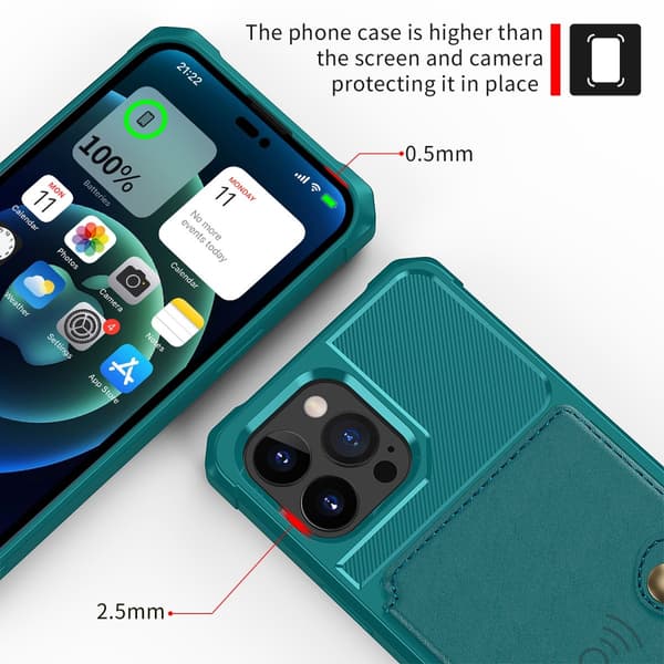 Monikäyttöinen lompakkokotelo iPhone 14 Pro Max - Vihreä