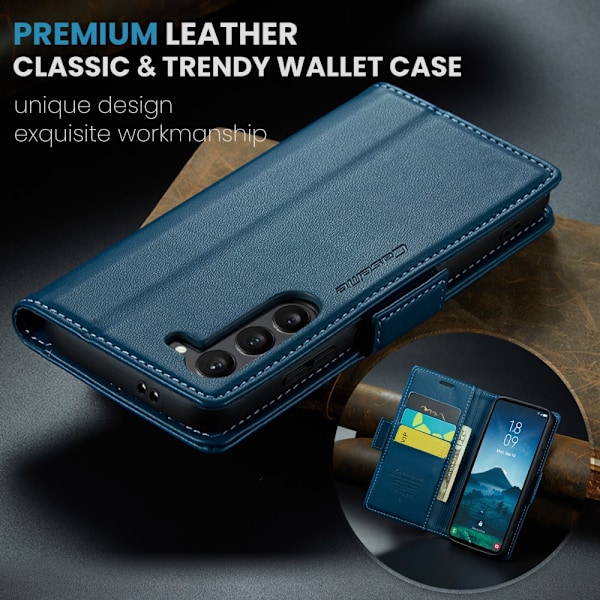 CaseMe Slim Lompakko Kotelo RFID-suoja Samsung Galaxy S25 Sininen