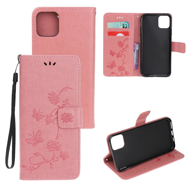 Læderetui Sommerfugle iPhone 11 Pro Rosa