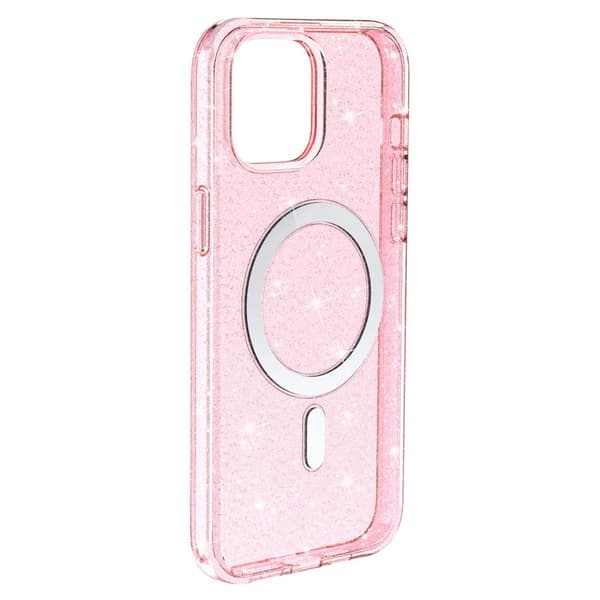 Glitter MagSafe Skal iPhone 14 Transparent Rosa