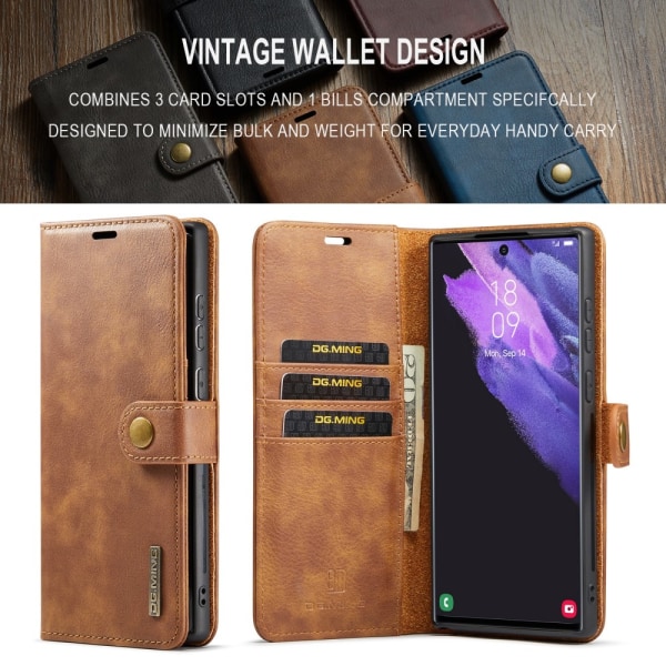 DG.MING 2-in-1 Magnet Wallet Samsung Galaxy S24 Ultra Cognac