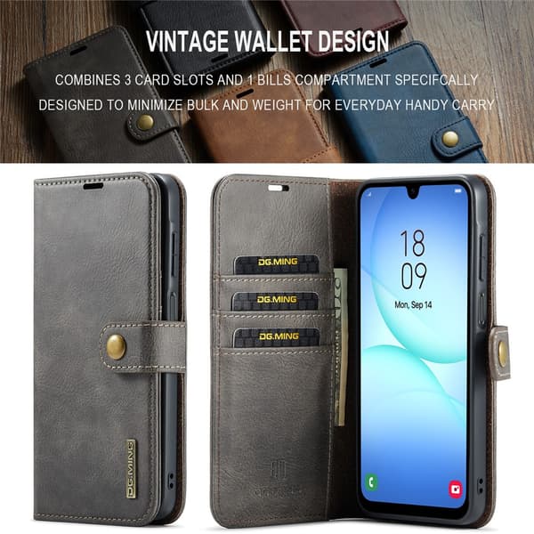 DG.MING 2-in-1 Magnet Wallet Samsung Galaxy A17 Brown