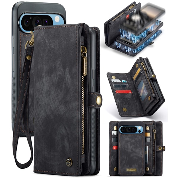 CaseMe Multi-Slot 2 i 1 Plånboksfodral Google Pixel 9 Pro XL Sva