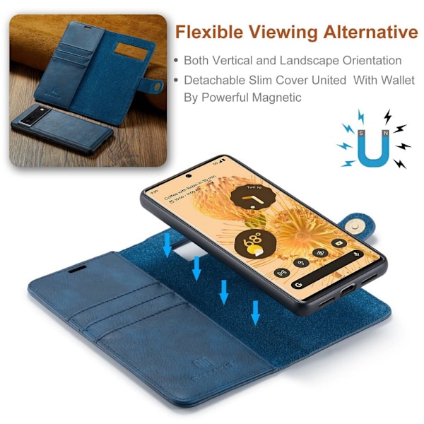 DG.MING 2-in-1 Magnet Wallet Google Pixel 7 Pro Blue