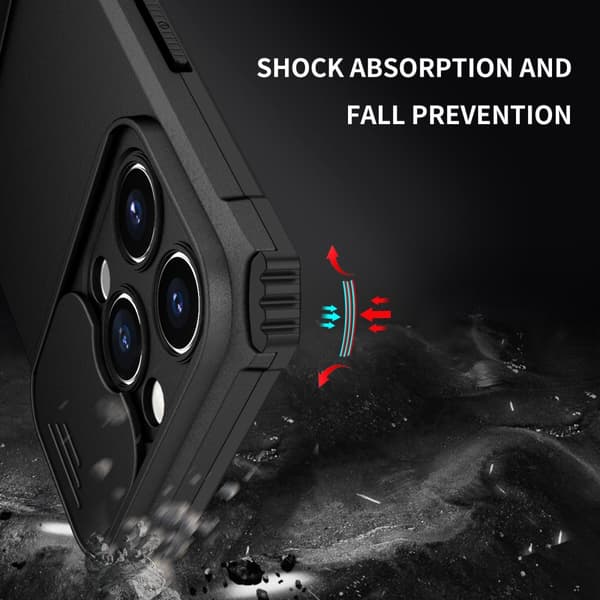 Kickstand Skal iPhone 14 Pro Kameraskydd Svart