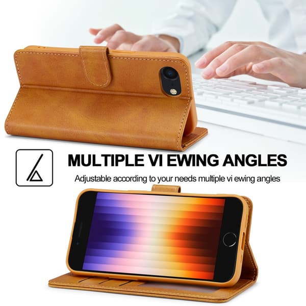 LC.IMEEKE Plånboksfodral iPhone 16e Cognac