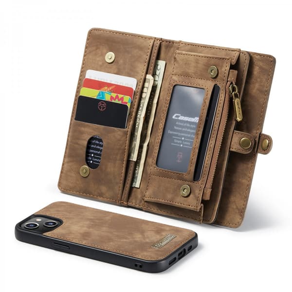 CaseMe Multi-Slot 2 i 1 Pungetui iPhone 13 Mini Brun