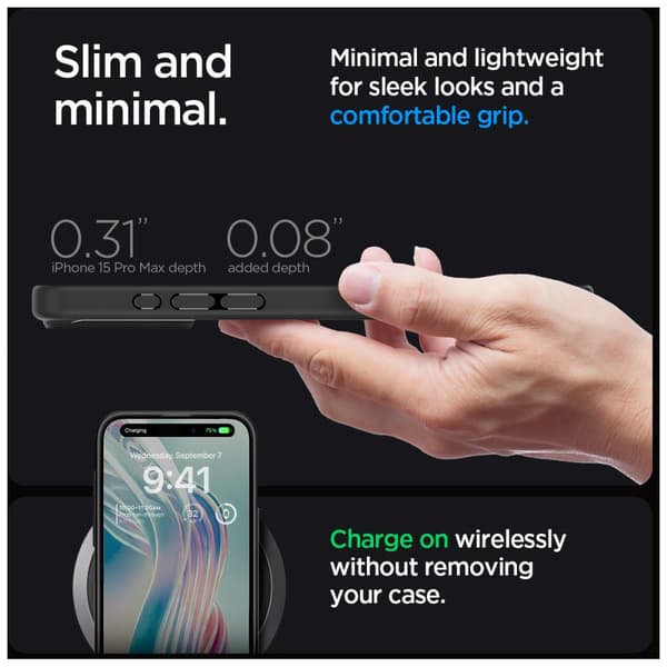 Spigen iPhone 15 Pro Max Case Ultra Hybrid Matte Black