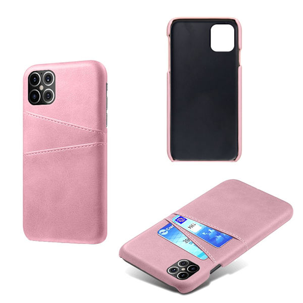 Nahkainen korttikotelo iPhone 12 Pro Max - Vaaleanpunainen