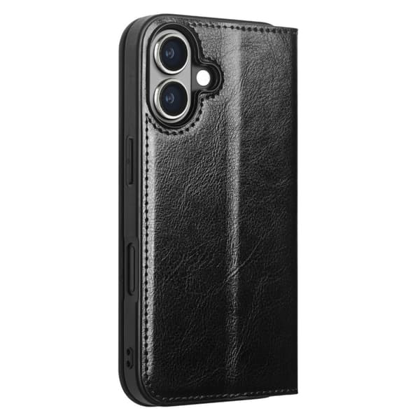 Qialino Plånboksfodral Läder iPhone 16 Plus Svart