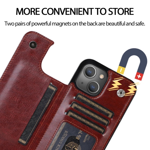 iPhone 13 Skal Plånbok Brun