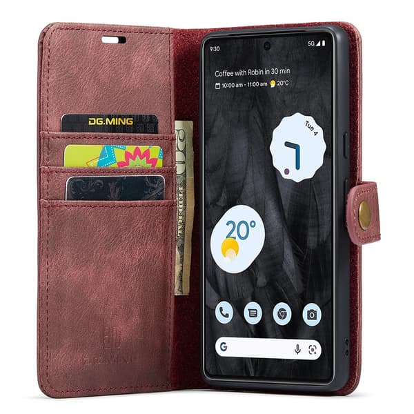 DG.MING 2-i-1 Magnetiskt Plånboksfodral Google Pixel 8 Pro Röd
