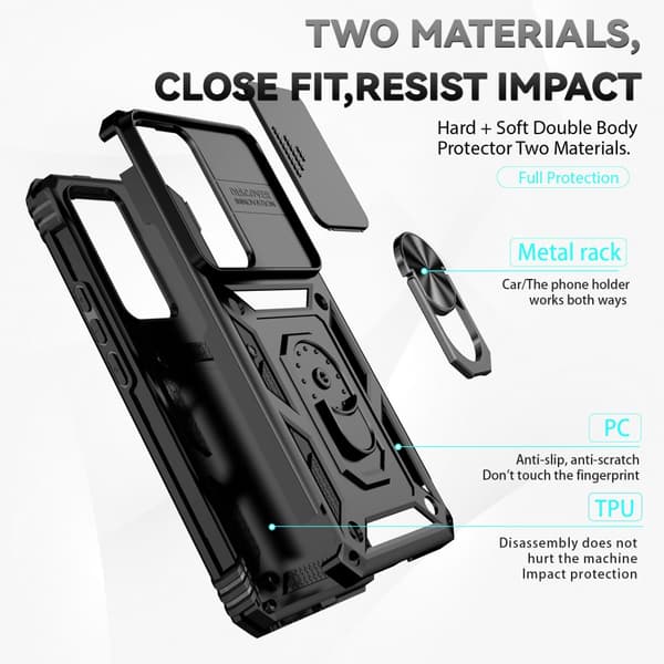 Hybridskal Xiaomi 12T Pro Ring + Kameraskydd Svart