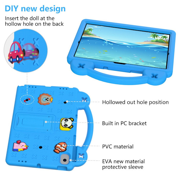 Stødsikkert EVA-cover til Samsung Galaxy Tab A8 10.5 med kickstand - Blå