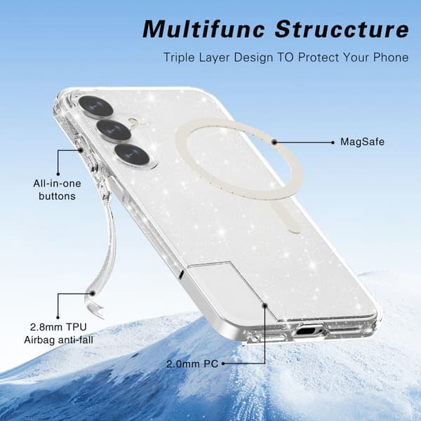 Glitter MagSafe Skal Samsung Galaxy S25 Plus Transparent