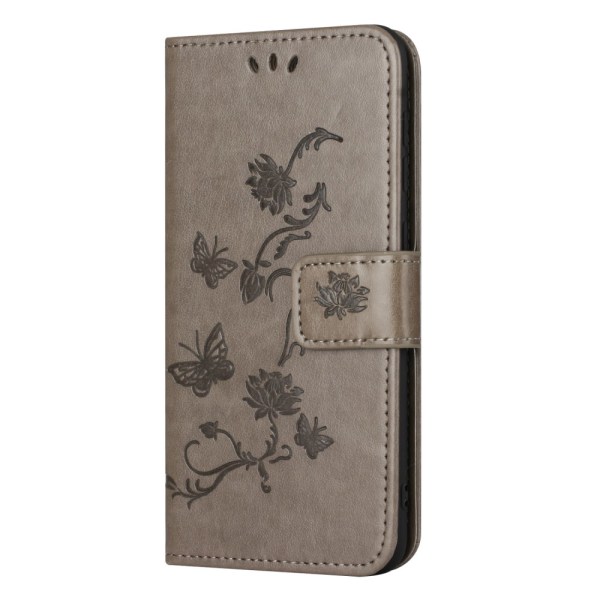 Läderfodral Fjärilar Samsung Galaxy S24 Plus Grå