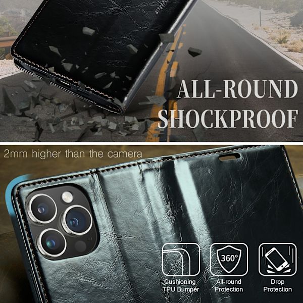 CaseMe Læderetui iPhone 16 Pro Sort