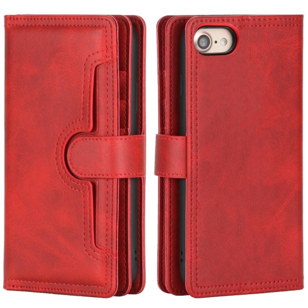 Plånboksfodral Läder Multi-Slot iPhone 7/8/SE Röd